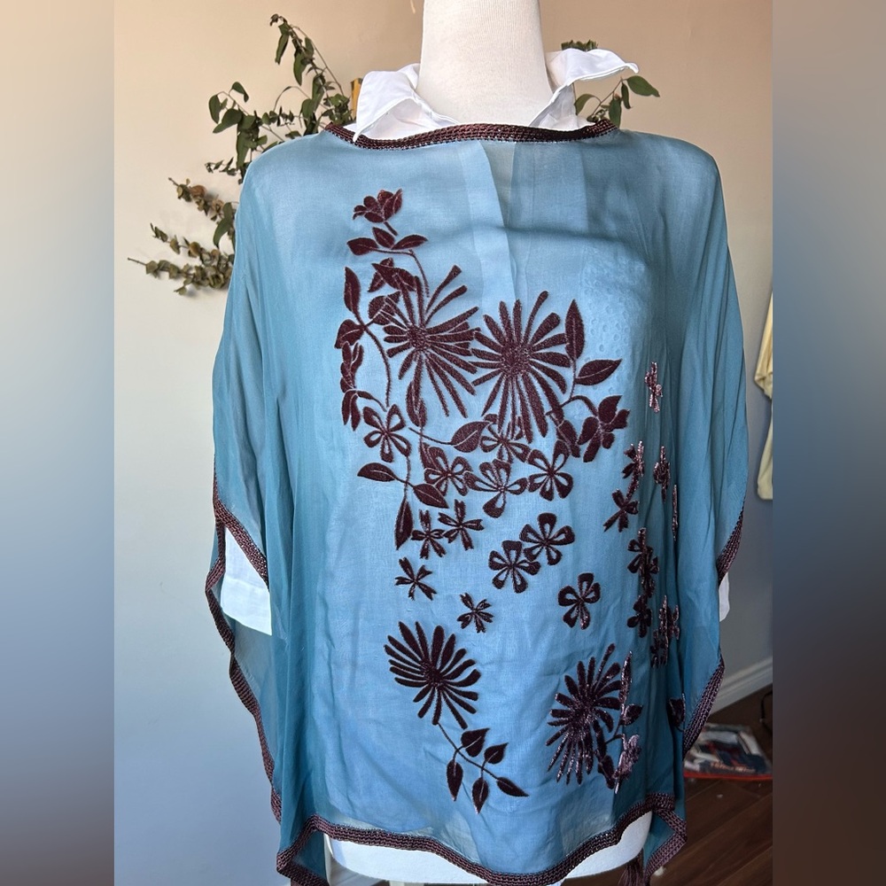 Silk Blend crochet Shawl Velvet Floral Tassels | Boho Luxe OS